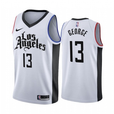 Nike Los Angeles Clippers #13 Paul George 2019-20 White Los Angeles City Edition NBA Jersey Men's